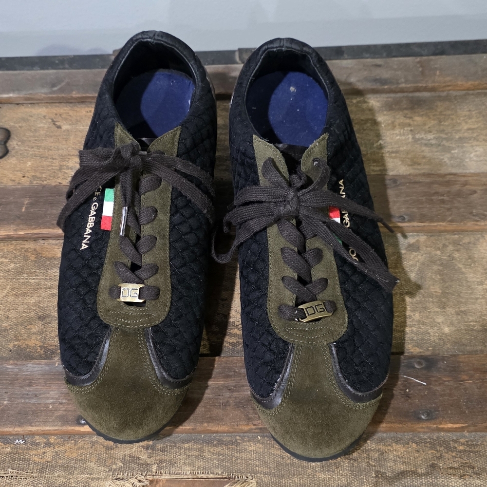 Dolce & Gabbana Tri Color Suede and Quilted Velvet Designer Sneakers Streetwear